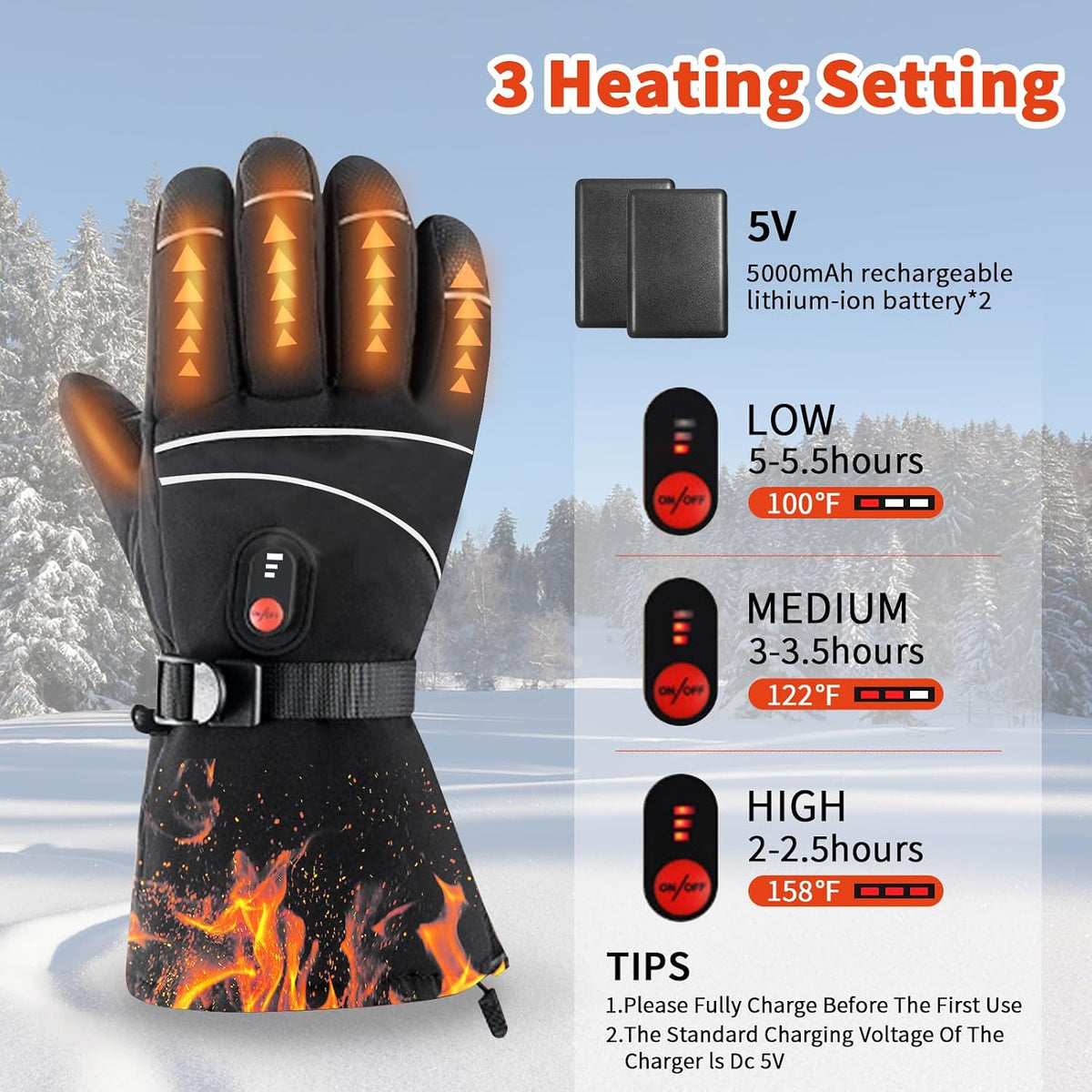 Unisex Heated Gloves L