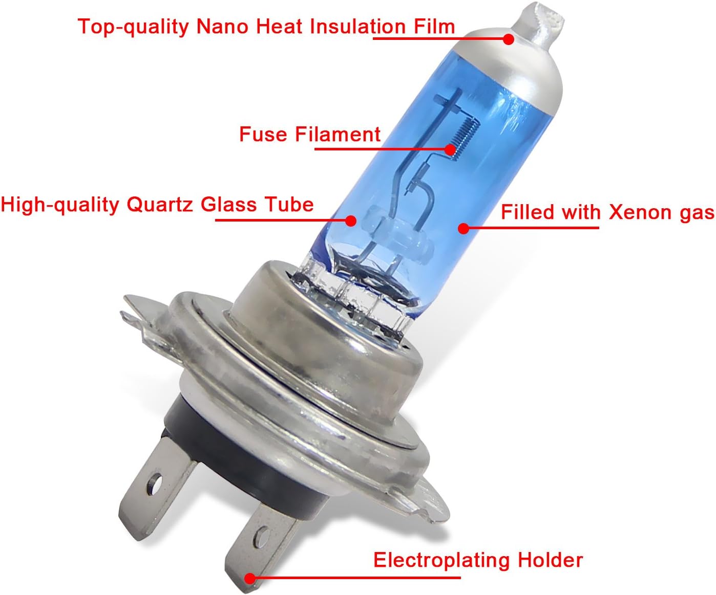 WinPower H7 100W Halogen Headlight Bulbs 4300K Super Bright Xenon Warm White 12V Car Motorcycle Fog Light, 2 Pieces