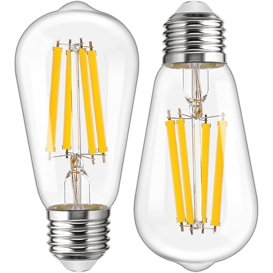 Genixgreen E27 LED ST58 Edison Bulbs: 12W Retro Style Globe Filament Warm White