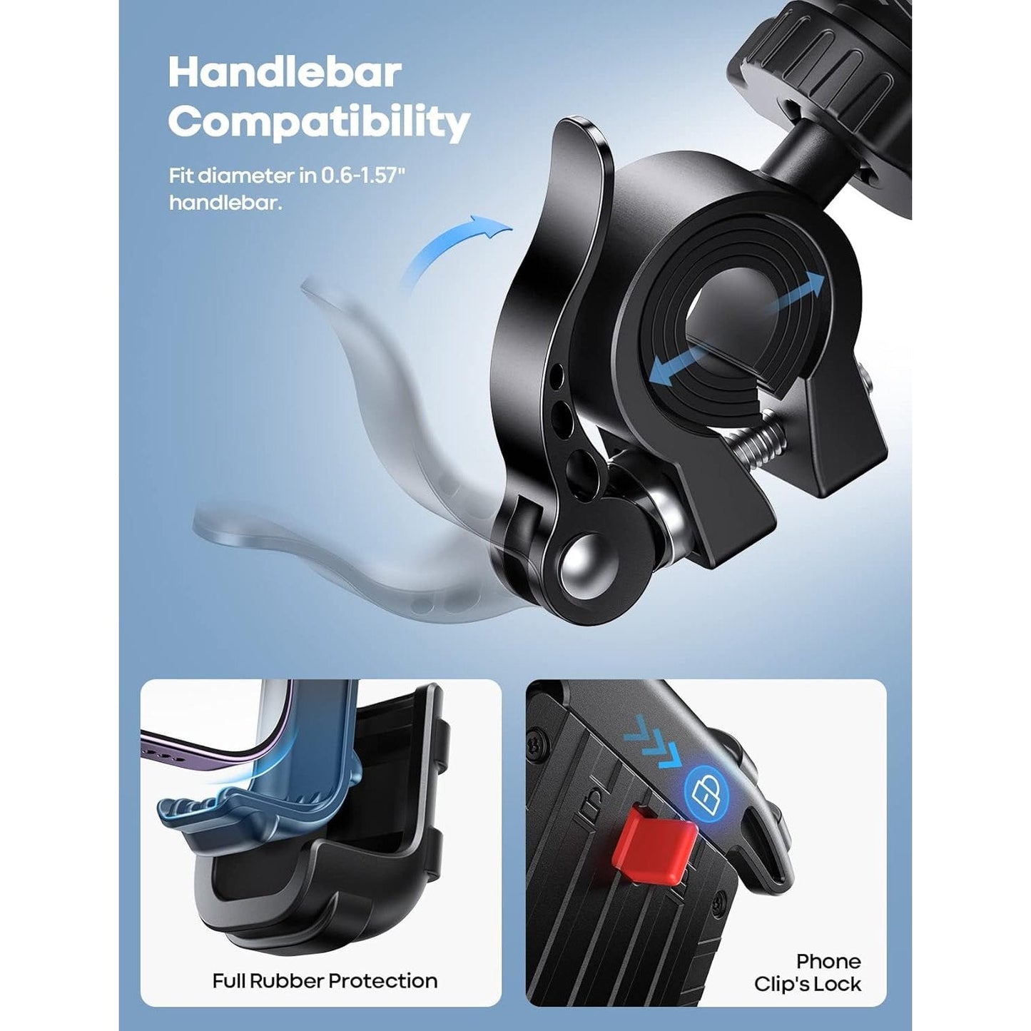 Lamicall Universal Bike & Motorcycle Phone Holder for 4.7‑6.8" Smartphones