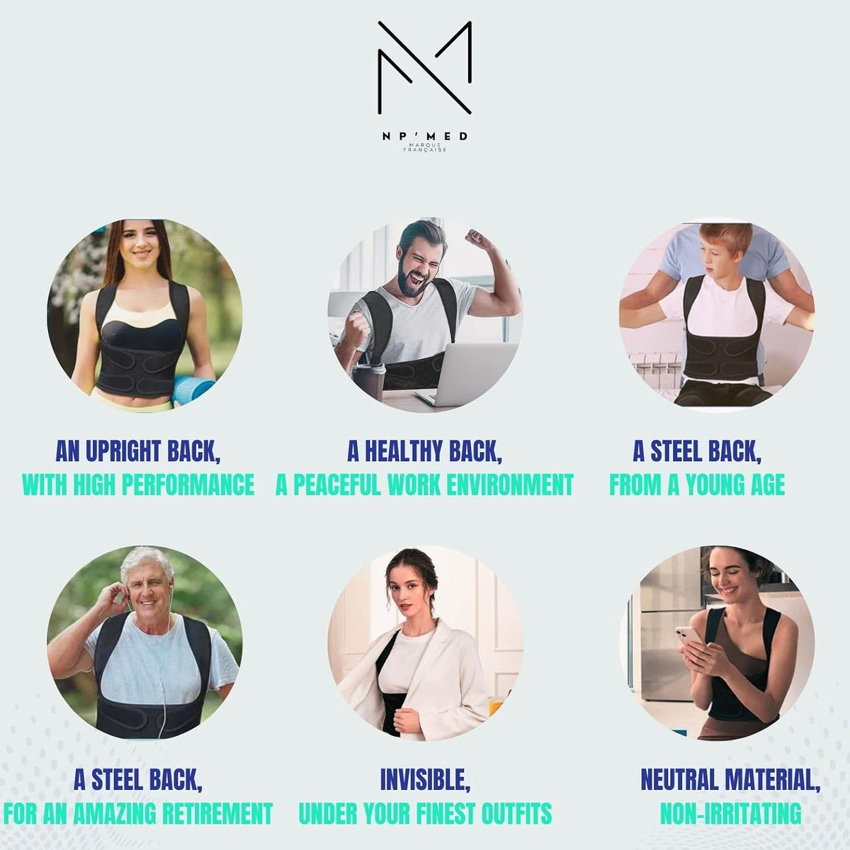Np'Med Correctow Posture Corrector Back Support Black L
