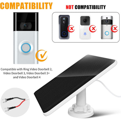 A-ZONE 7W Waterproof Solar Panel for Ring Doorbells
