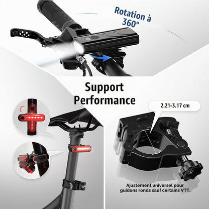 OLDBER BQ211-B Rechargeable Bicycle Light Set 1200LM Black