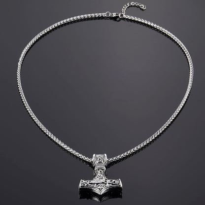 HORHEAR Men's Stainless Steel Mjolnir Thor Hammer Viking Pendant Necklace