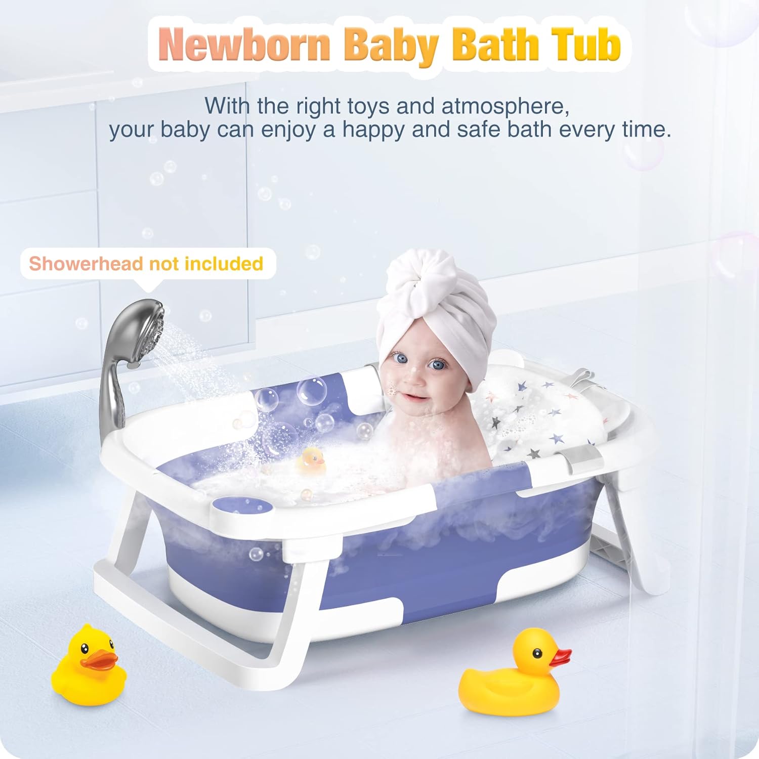 AVIDOR Collapsible Baby Bathtub with Soft Cushion and Non‑Slip Grip
