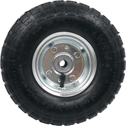 Rusisi 10\" Pneumatic Heavy-Duty Wheel, 4.10/3.50-4 Tire, 5/8\" Axle Bore