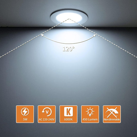 Tomosu 5W 6000K Slim LED Recessed Ceiling Light 10 Pack