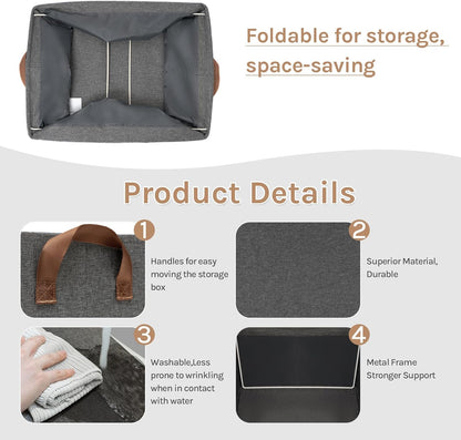 WOLTU Foldable Grey Storage Boxes Set of 3 – Stackable Fabric Organisers