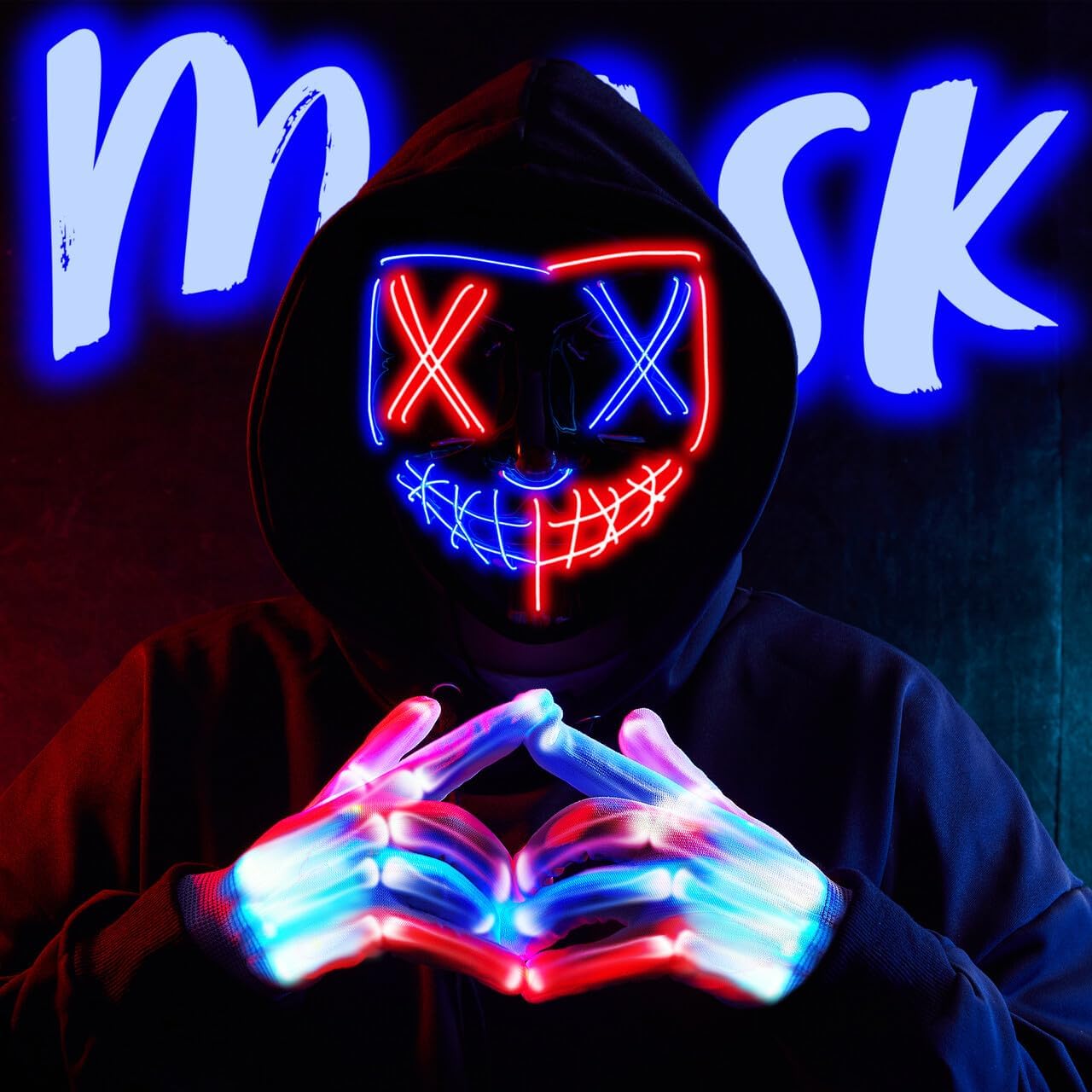 AnanBros Halloween LED Light Up Mask 3 Modes