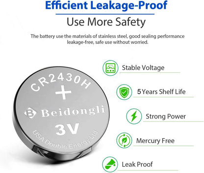 Beidongli CR2430 3V Lithium Button Cell Batteries 20 Pack