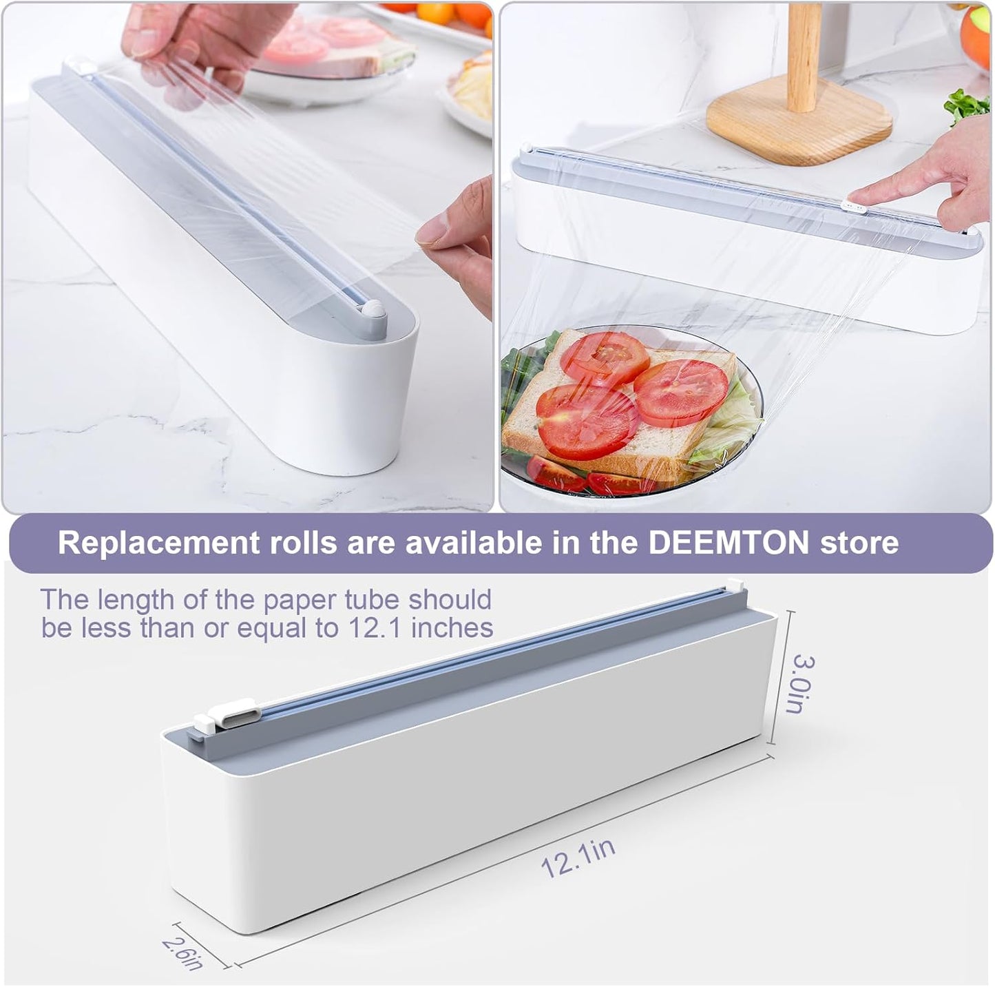DEEMTON Magnetic Aluminium Foil & Plastic Wrap Dispenser with Cutter