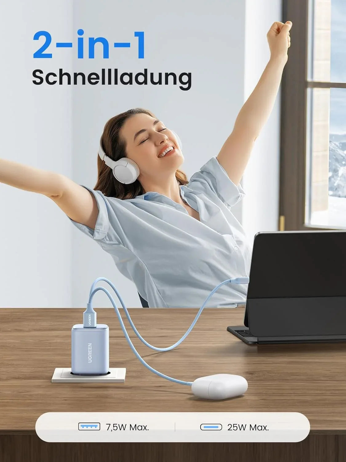 UGREEN Nexode 35W 2-Port USB-C Fast Charger - Blue - Gomix Brands Outlet