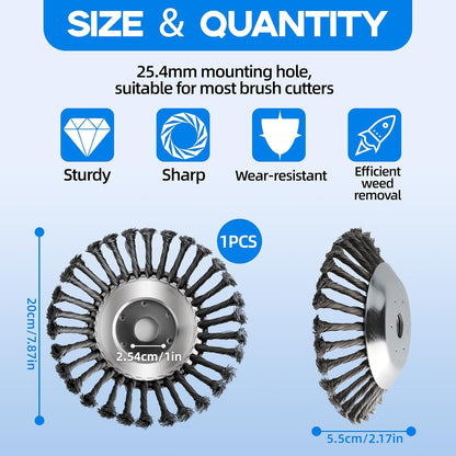 VINEST Heavy-Duty Steel Wire Weed Brush for Trimmer 25.4mm