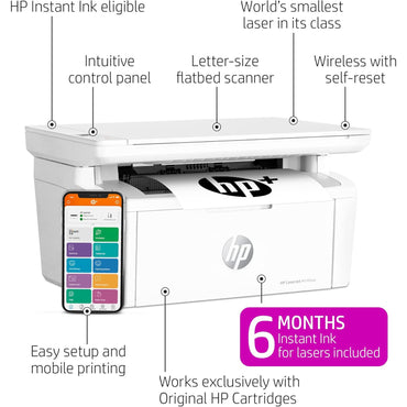 HP LaserJet MFP M140we Compact Wireless Black & White Printer