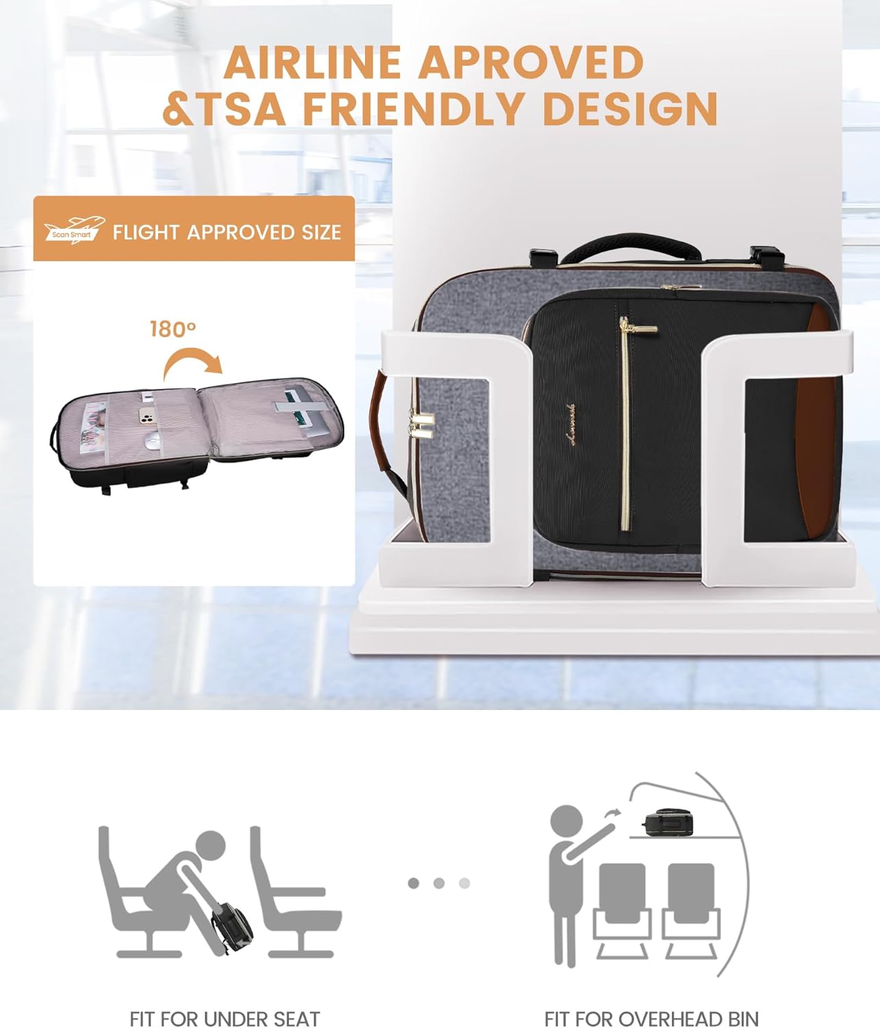 LOVEVOOK 40L Waterproof Travel Backpack with Laptop Sleeve for Hand Luggage