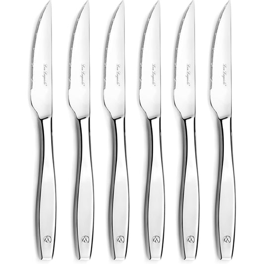 Lou Laguiole Figure Miroir 6-Piece Mirror Finish Steak Knife Set