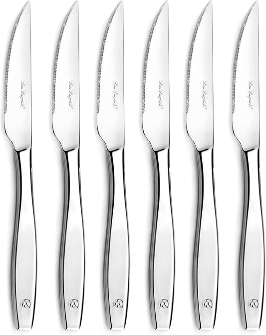 Lou Laguiole Figure Miroir 6-Piece Mirror Finish Steak Knife Set