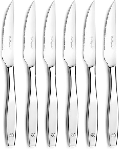 Lou Laguiole Figure Miroir 6-Piece Mirror Finish Steak Knife Set