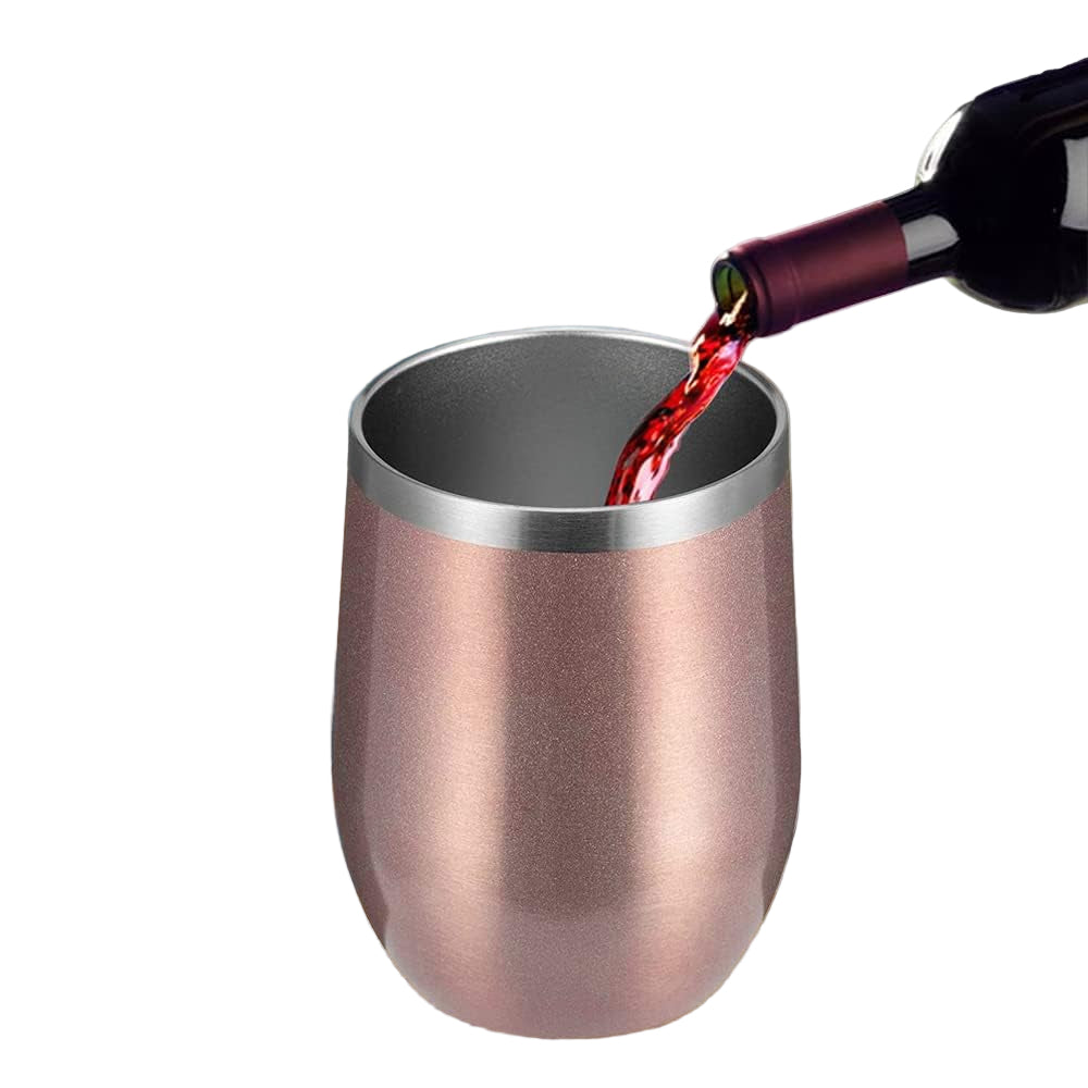 TELANKS Rose Gold Double‑Wall Insulated Wine Cups – 350ml Travel Set