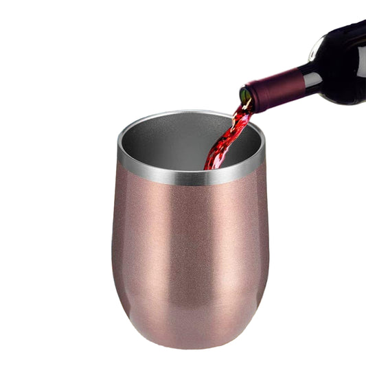 TELANKS Rose Gold Double‑Wall Insulated Wine Cups – 350ml Travel Set