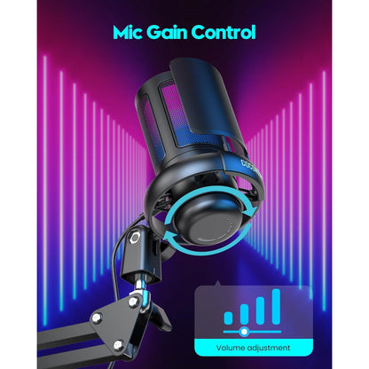 COCONISE Gaming USB Condenser Microphone with RGB Lights and Stand