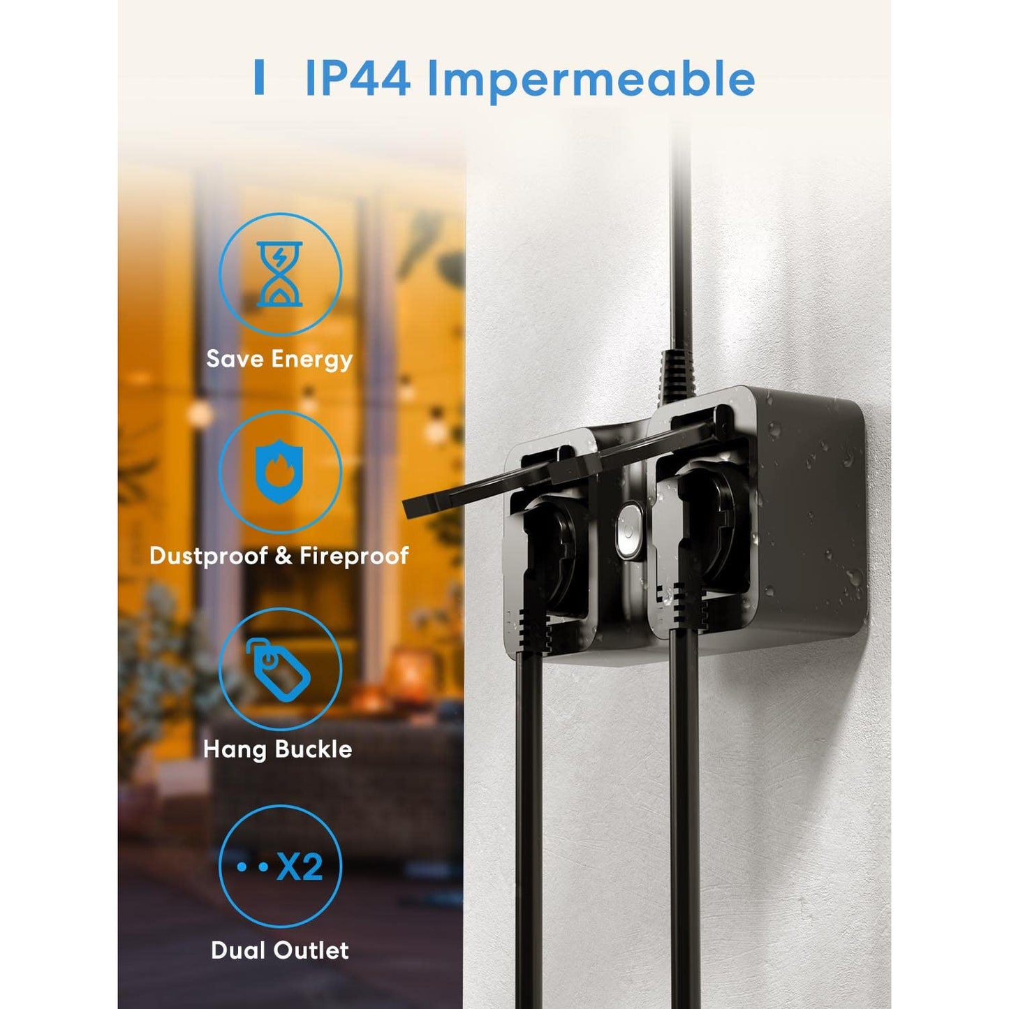 Meross Outdoor WiFi Power Socket Waterproof Smart Plug 2 Outlets