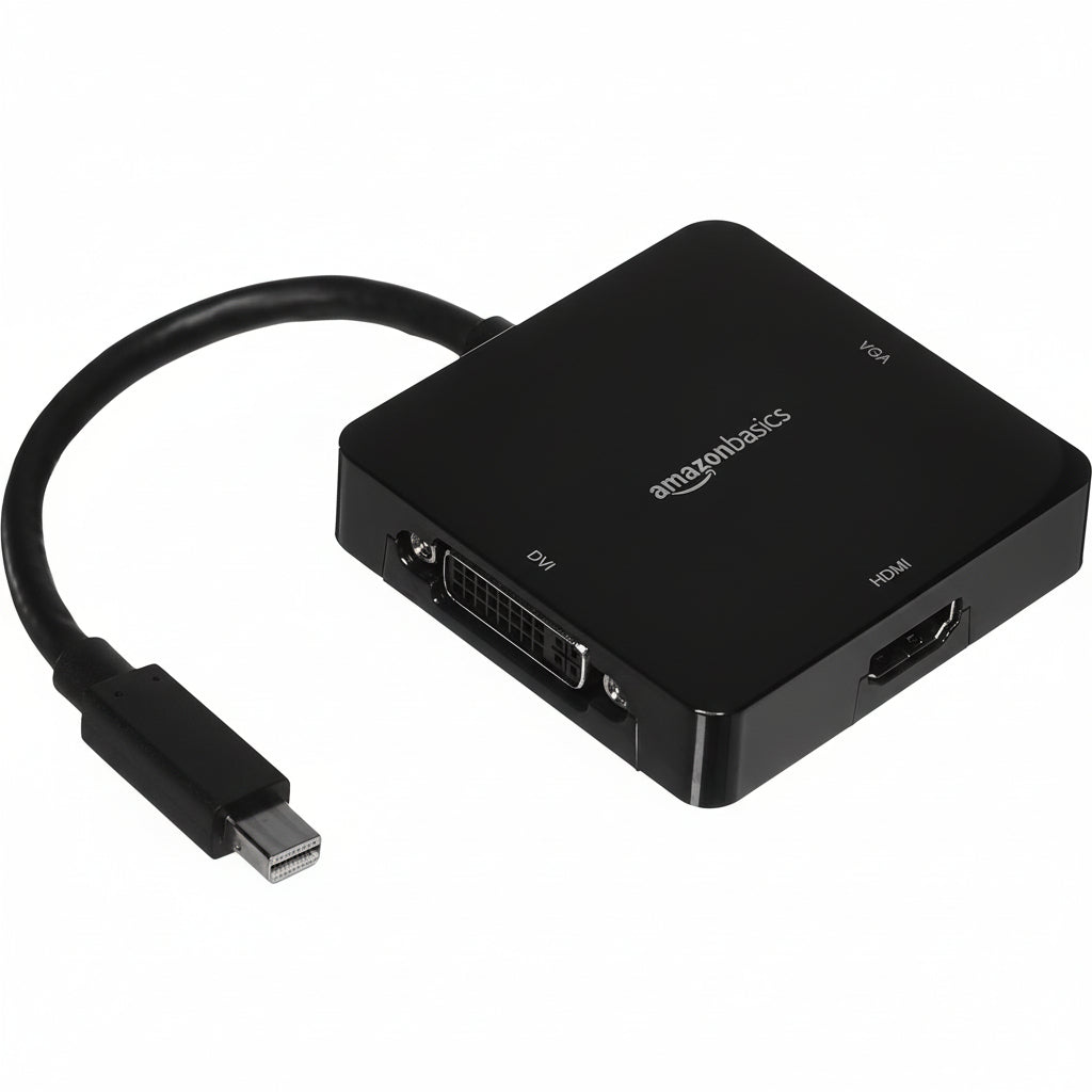 Amazon Basics Black Small DisplayPort to HDMI/DVI/VGA Adapter