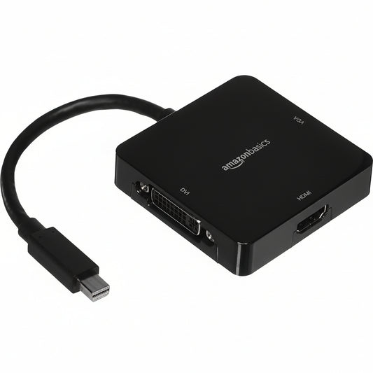 Amazon Basics Black Small DisplayPort to HDMI/DVI/VGA Adapter