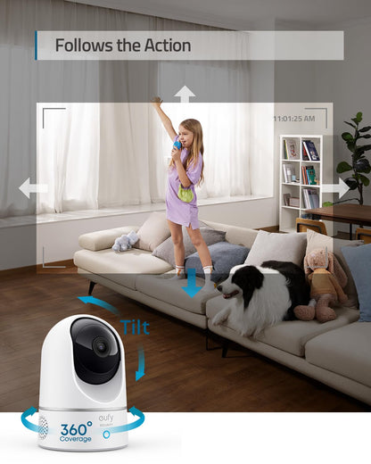 eufy Security T8410X 2K Pan and Tilt Indoor Wi-Fi Security Camera