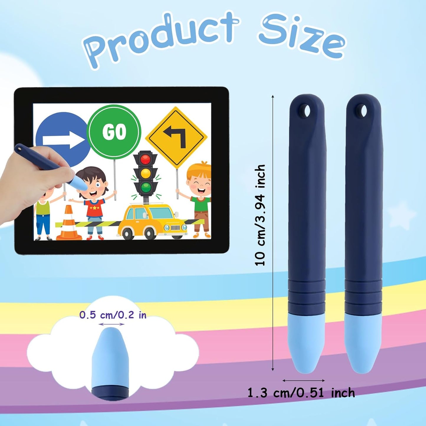 Kid-Friendly Stylus Pens with Anti-Loss Lanyard for Touchscreen – Blue