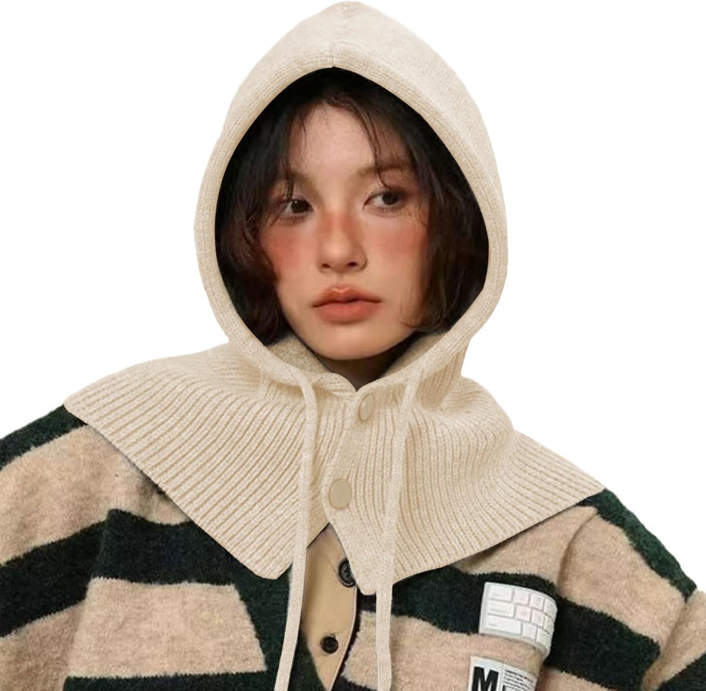 Cozy Thick Knit Beanie with Attached Scarf for Women Winter