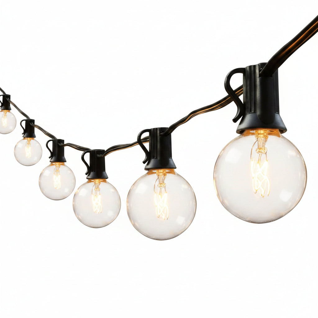 Bomkim G40 Outdoor String Lights 9.5m 25+4 Bulbs IP45 Waterproof Warm White
