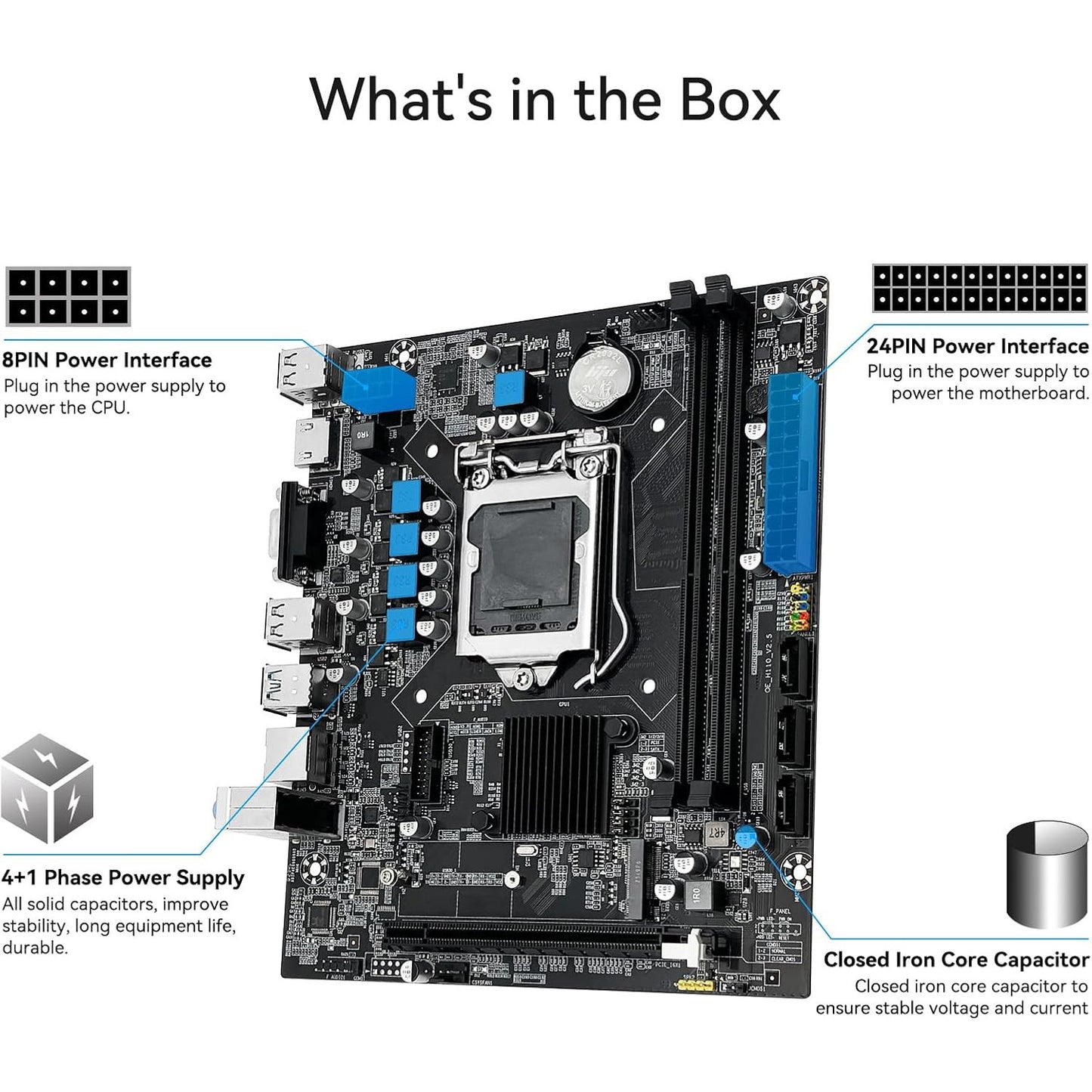 H110 LGA 1151 Motherboard for Intel 6-9th Gen Processors DDR4 PCIe NVME