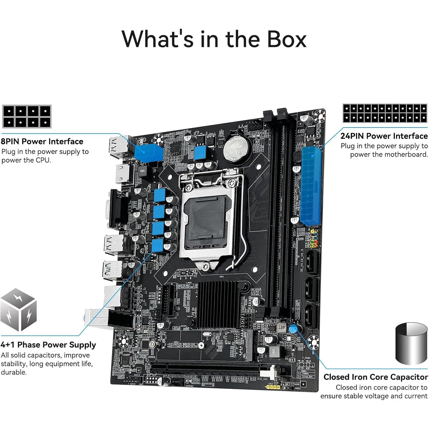 H110 LGA 1151 Motherboard for Intel 6-9th Gen Processors DDR4 PCIe NVME