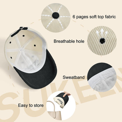 Sukeen Unisex Two-Tone Corduroy Baseball Cap Adjustable Warm Fashion Hat