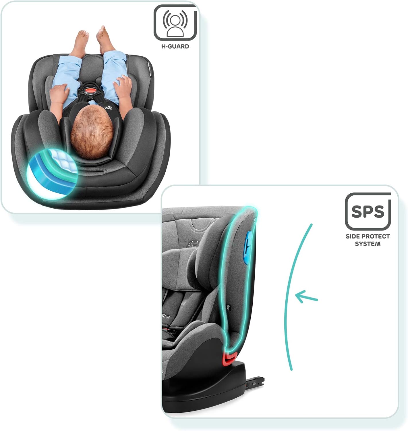 Kinderkraft Isofix Vado Car Seat, Group 0+/1/2, H-Guard, Black