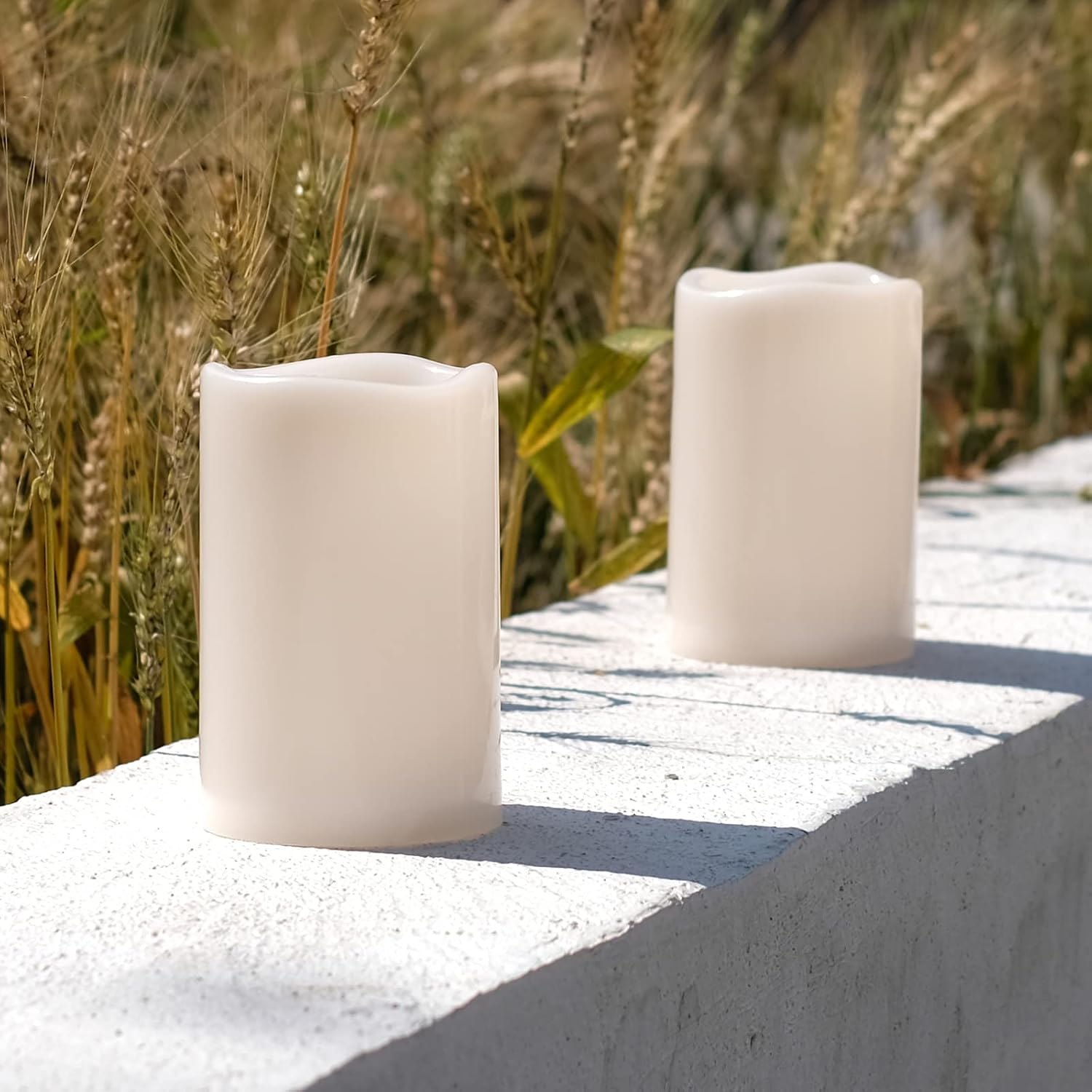 NONNO&ZGF 4X6in Outdoor IP44 Warm White LED Flameless Candle 2 Pack