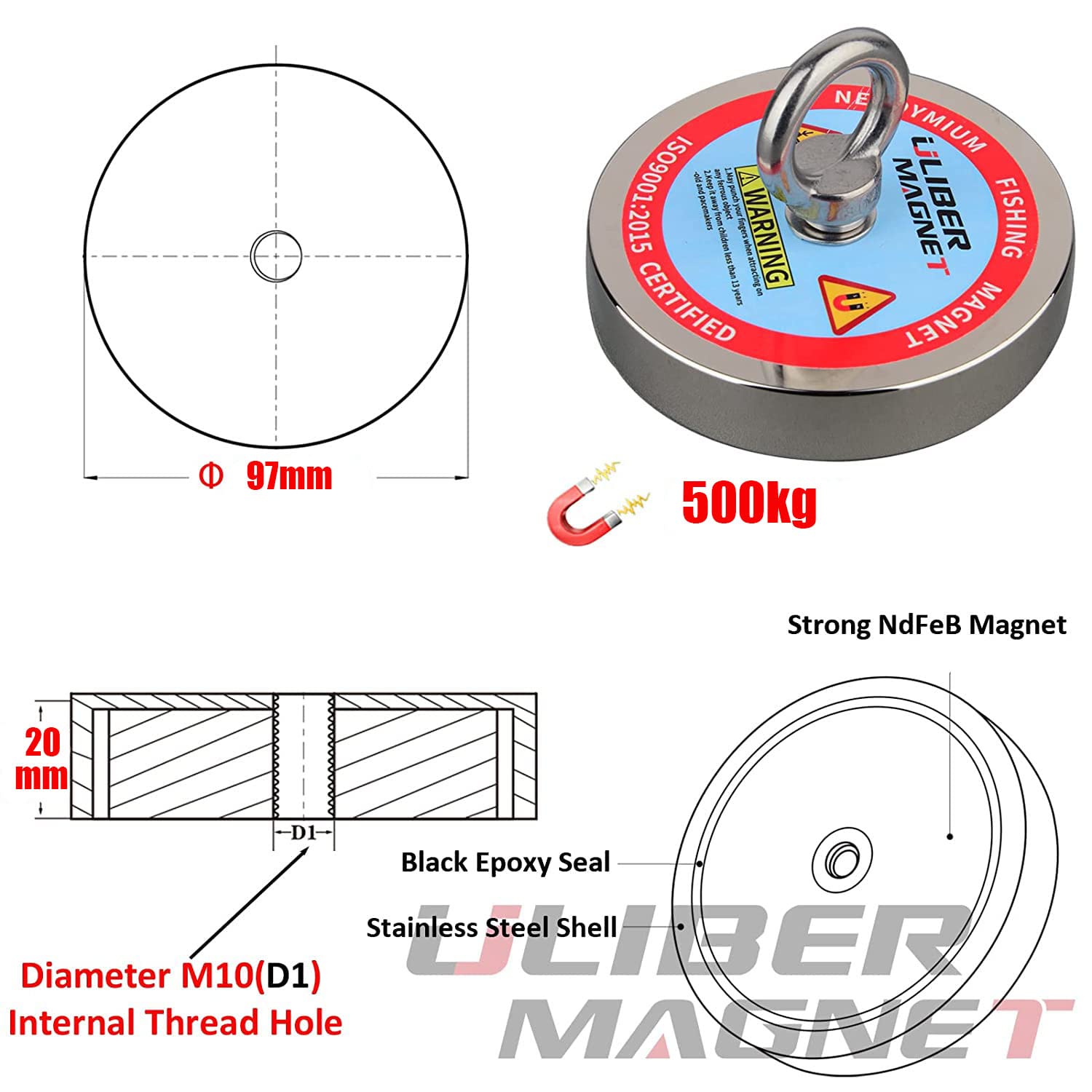 ULIBERMAG 500kg Neodym Magnet