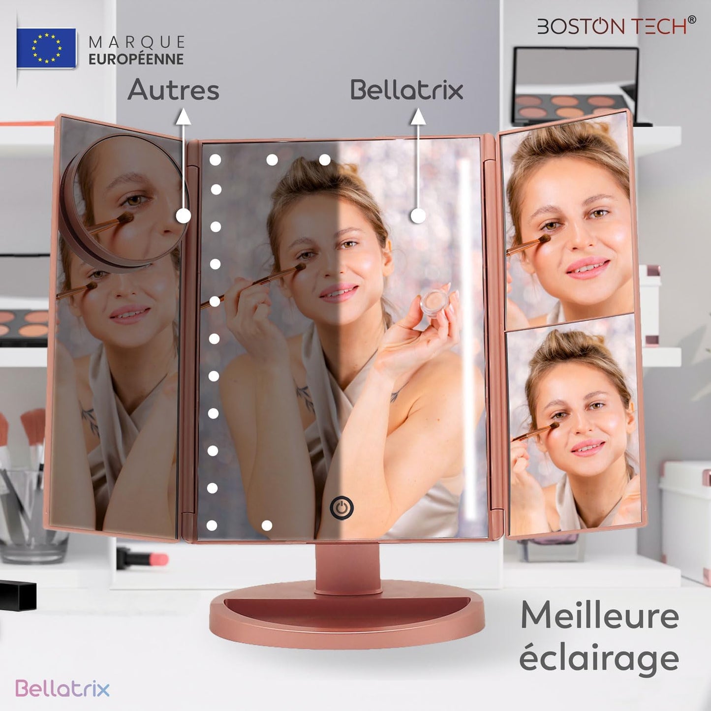 Boston Tech Bellatrix LED Makeup Mirror with 4x Magnification