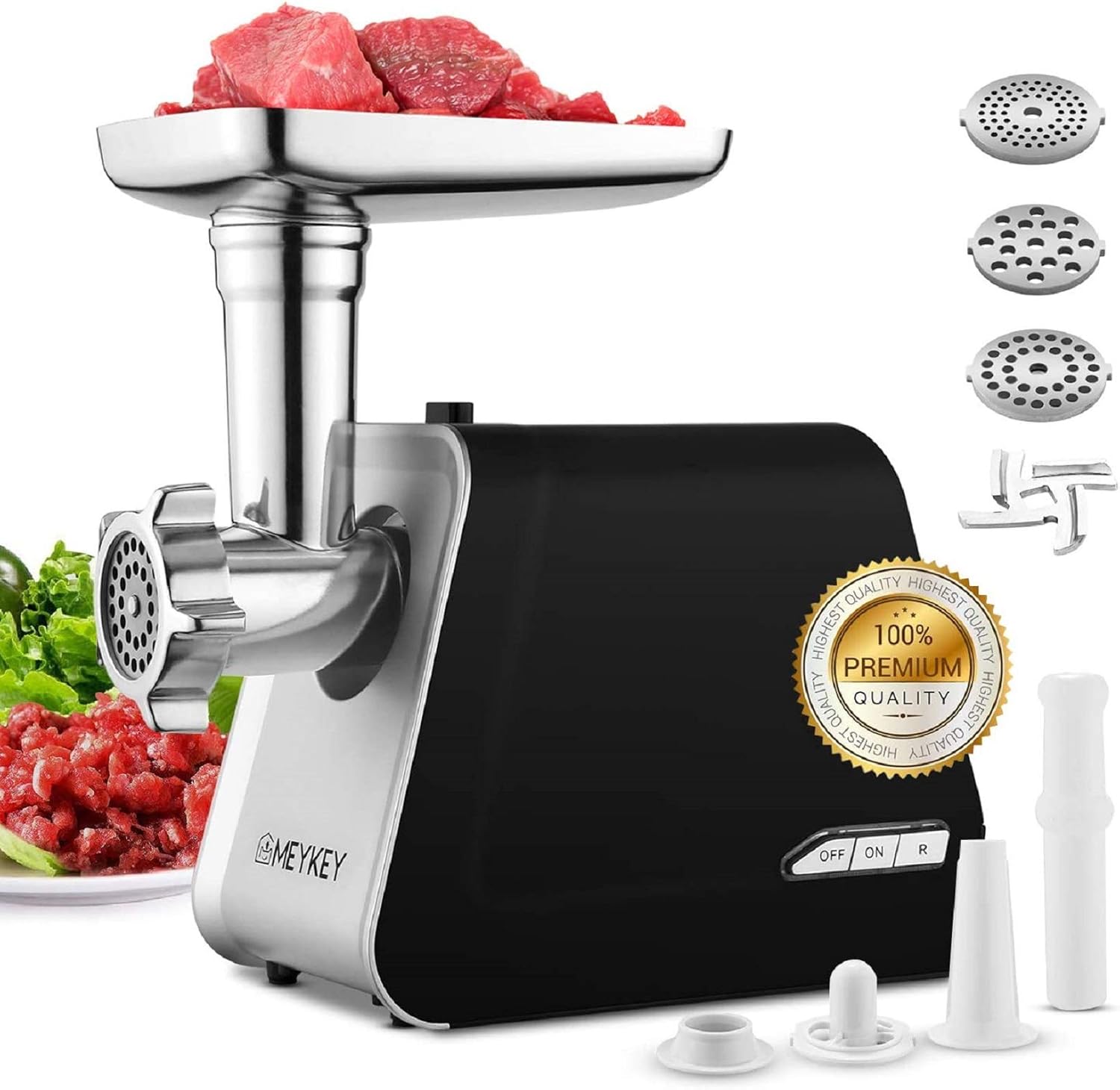 Meykey 2000W 3-in-1 Electric Meat Grinder with Stainless Steel Attachments