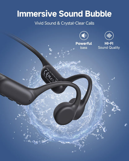 PSIER Bone Conduction Waterproof Swimming Headphones 32GB MP3, 8‑Hour Bluetooth