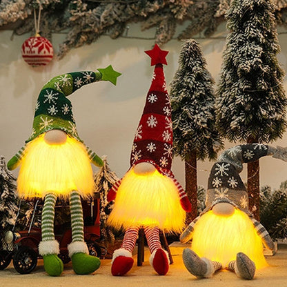 Handcrafted Plush Christmas Elf Ornament with LED Light – Festive Décor