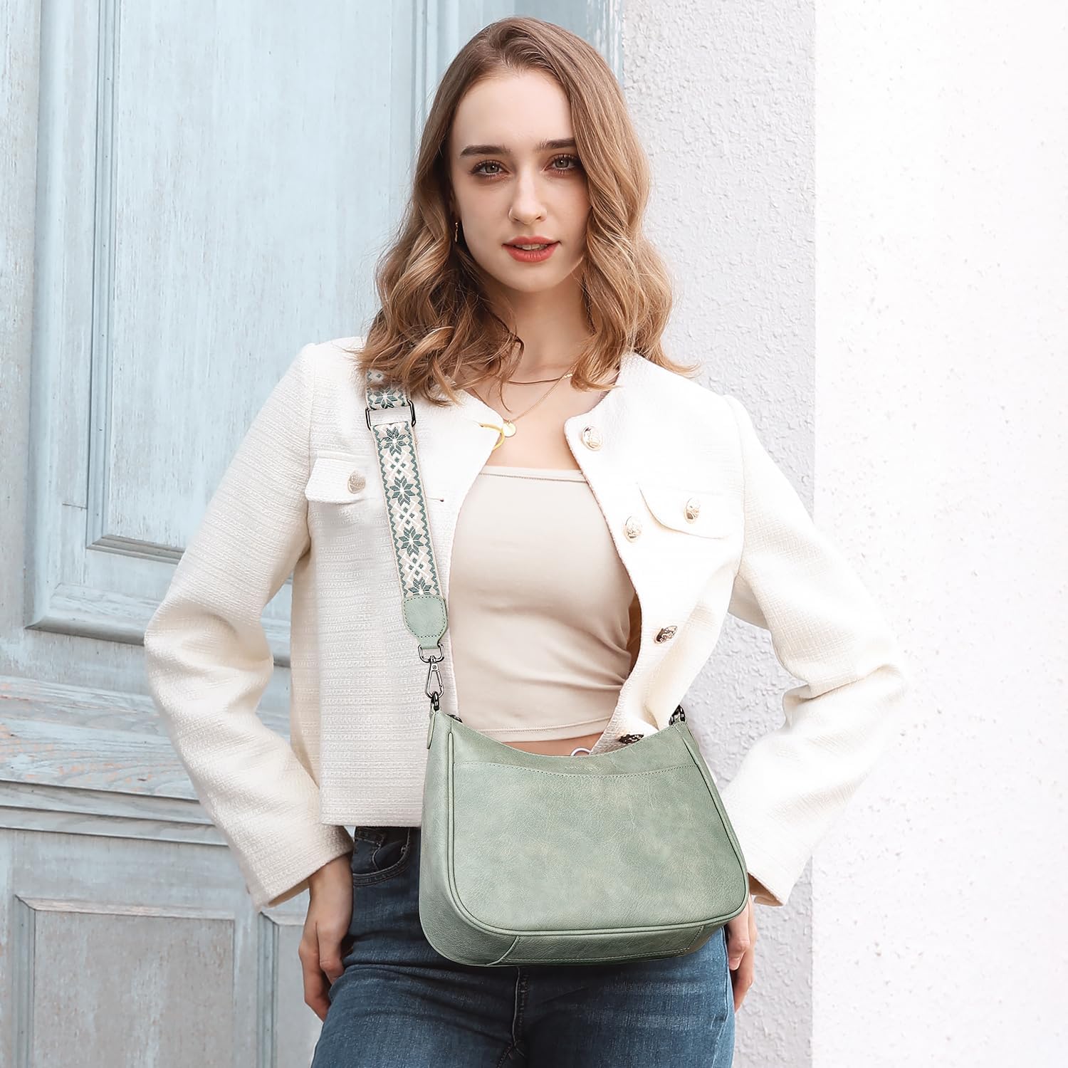 APHISON Small Vegan Leather Crossbody Shoulder Bag with Adjustable Strap