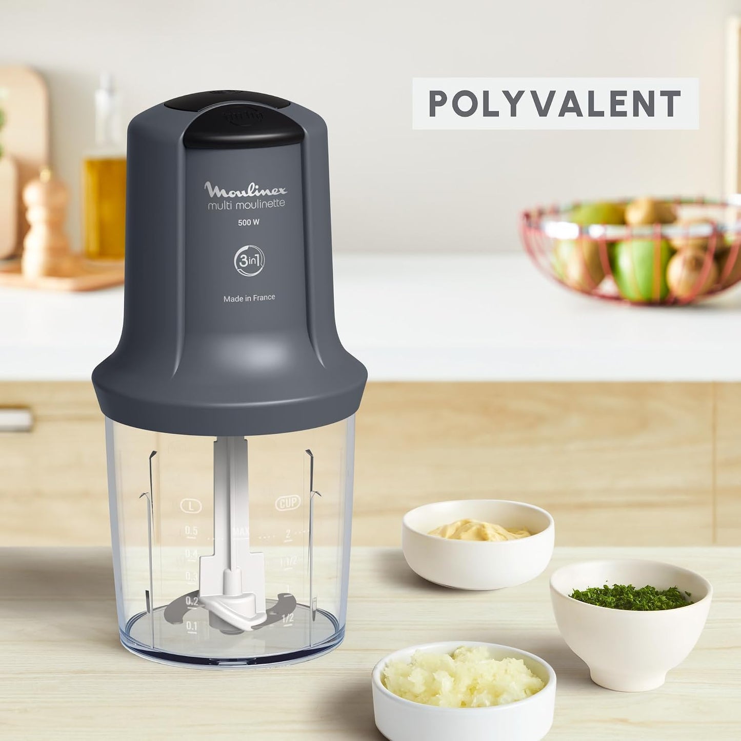 Moulinex Multi Moulinette Electric Chopper 500W 500ml 2 Speed Grey AT711B10