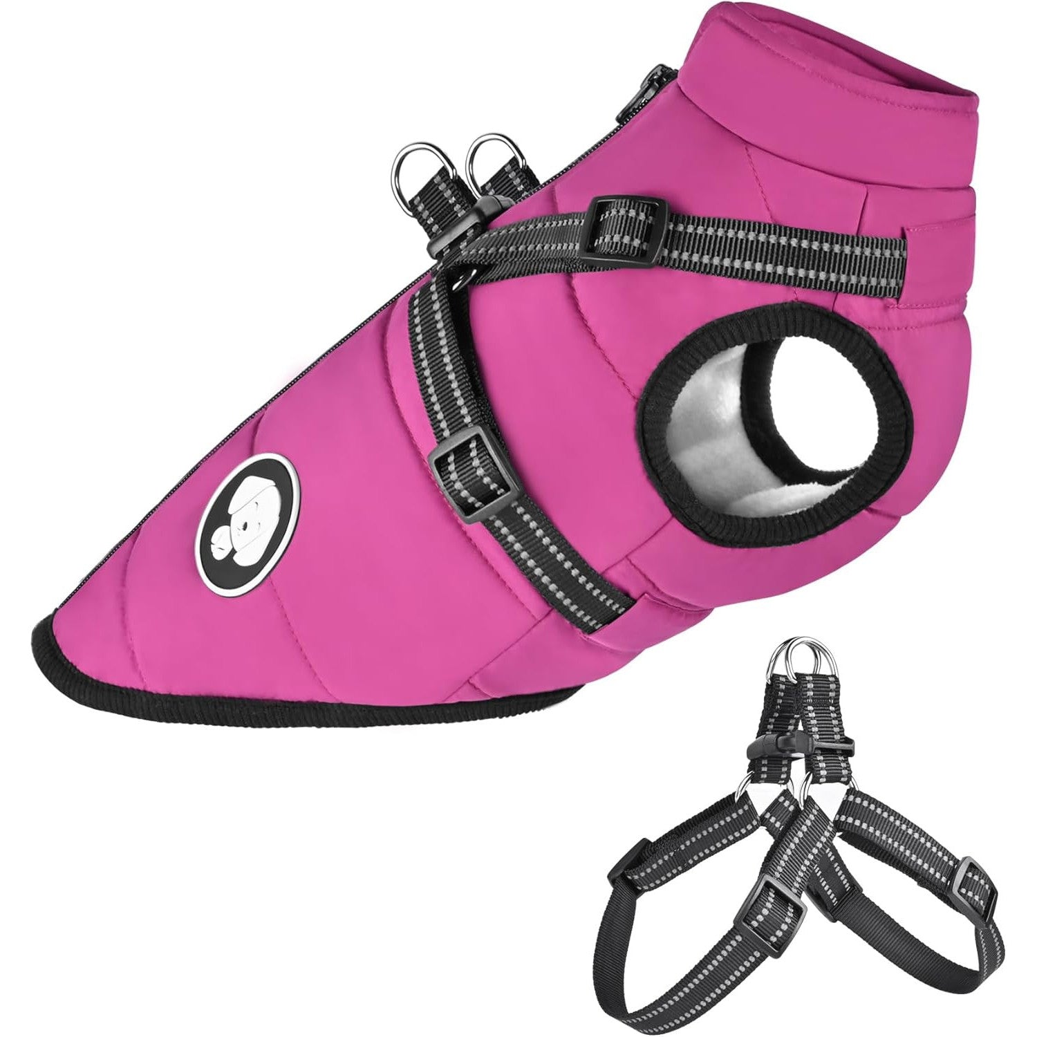 Dog Jacket with Harness, Waterproof Winter Coat for Small Breeds