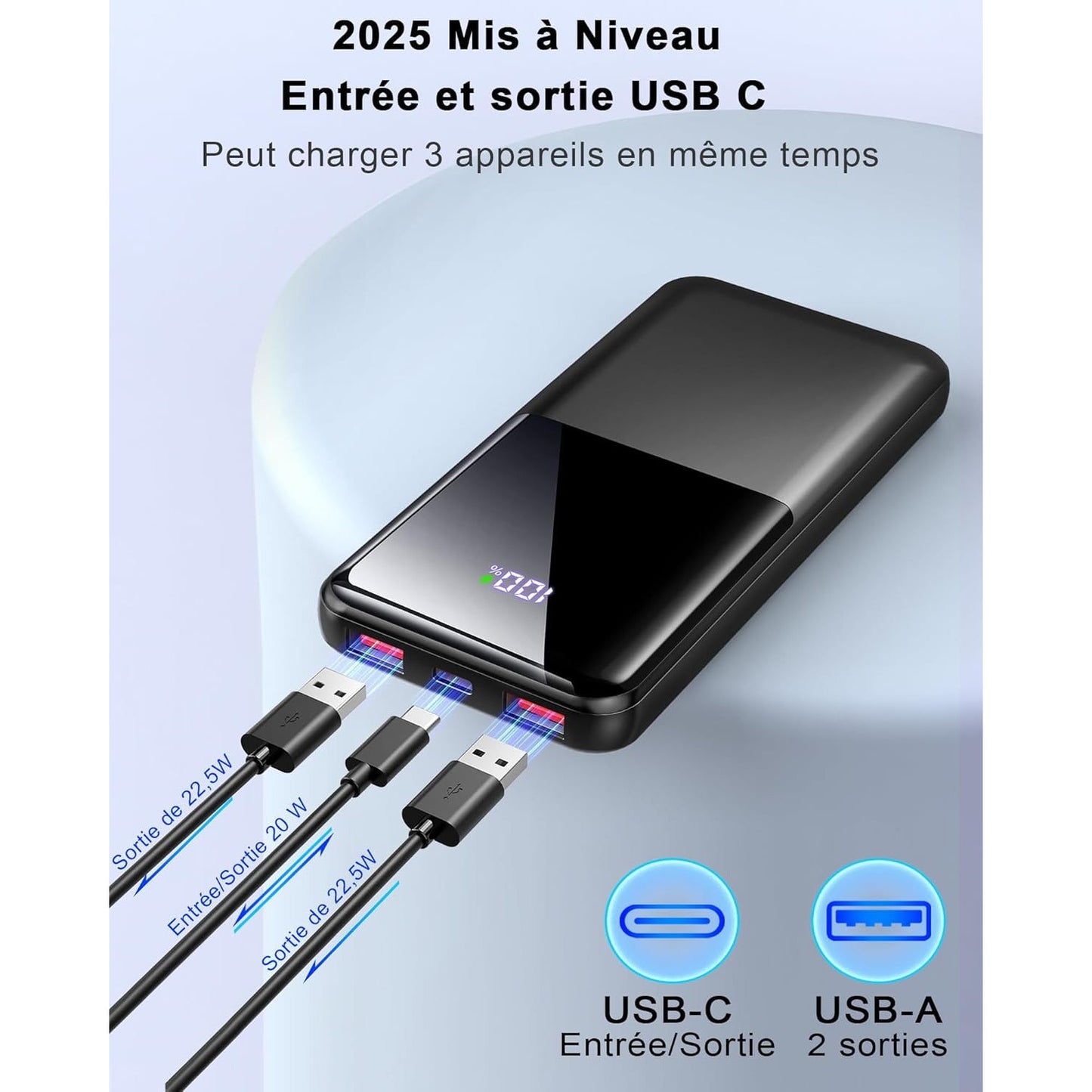 Doubc 10000mAh 22.5W Fast Charging Portable Power Bank with USB-C PD