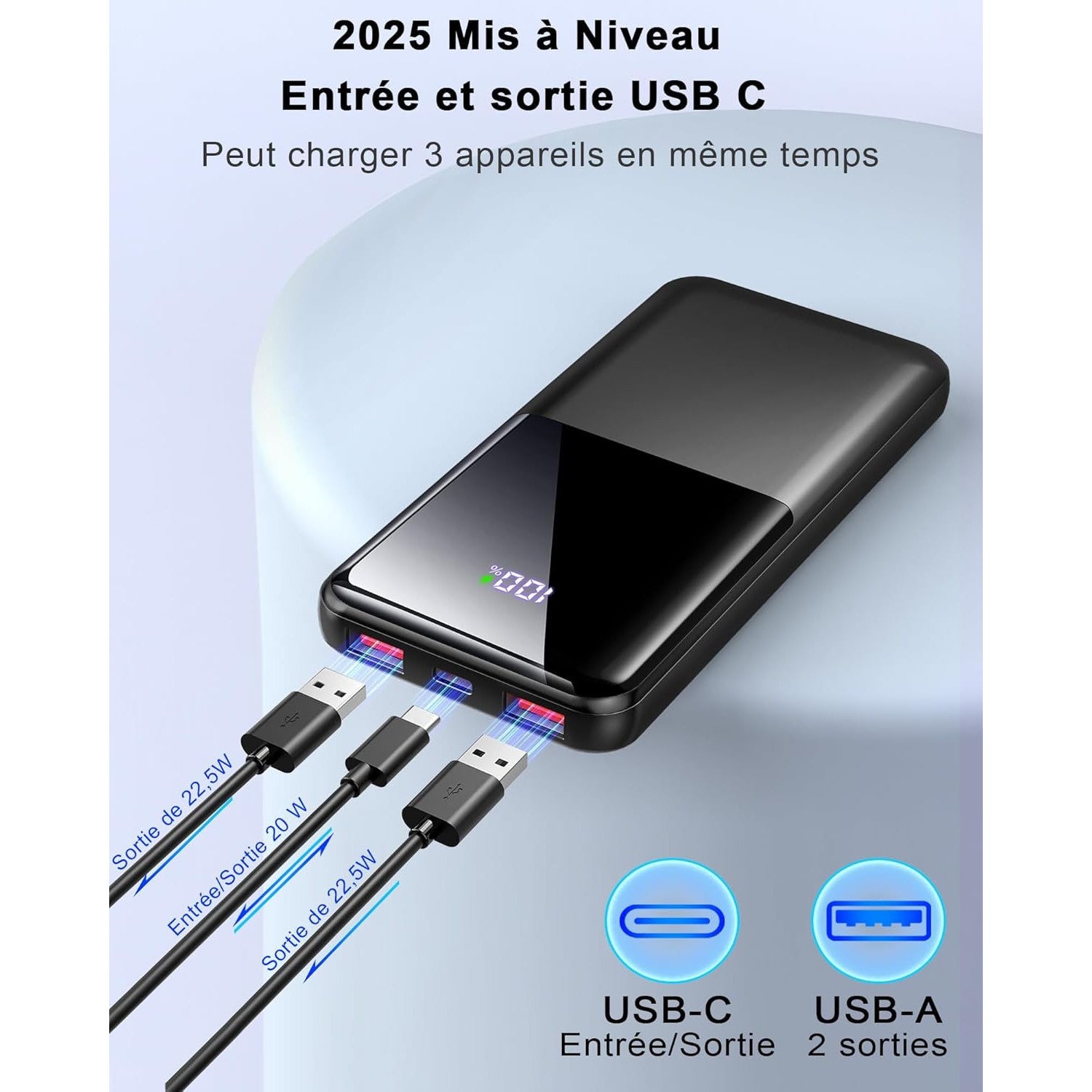 Doubc 10000mAh 22.5W Fast Charging Portable Power Bank with USB-C PD