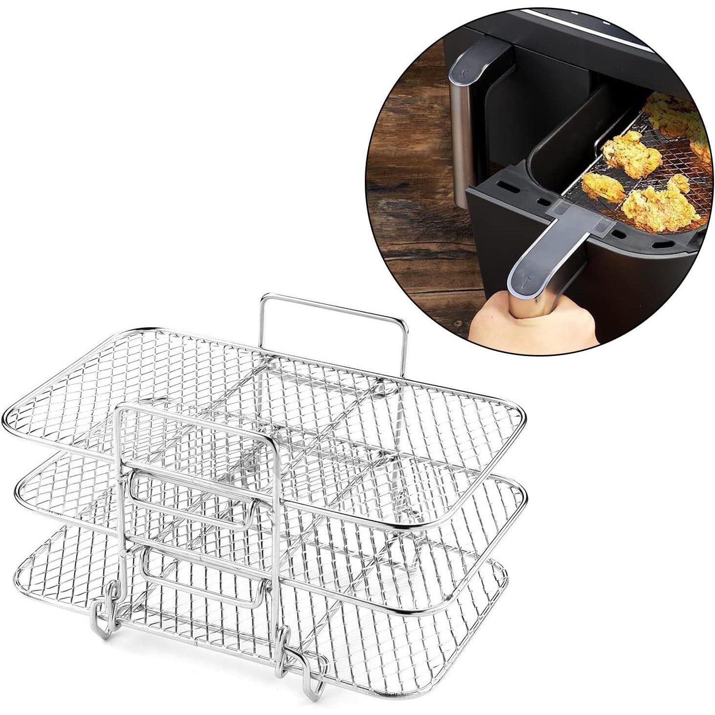 3‑Layer Stainless Steel Dehydrator Rack for Air Fryer & Oven