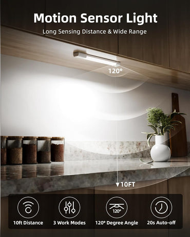 EZVALO 3-Pack 7‑inch Motion Sensor LED Cabinet Light – Dimmable, Rechargeable