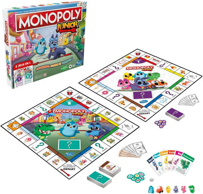 Hasbro Monopoly Junior 2‑Sided Board Game for Kids – French